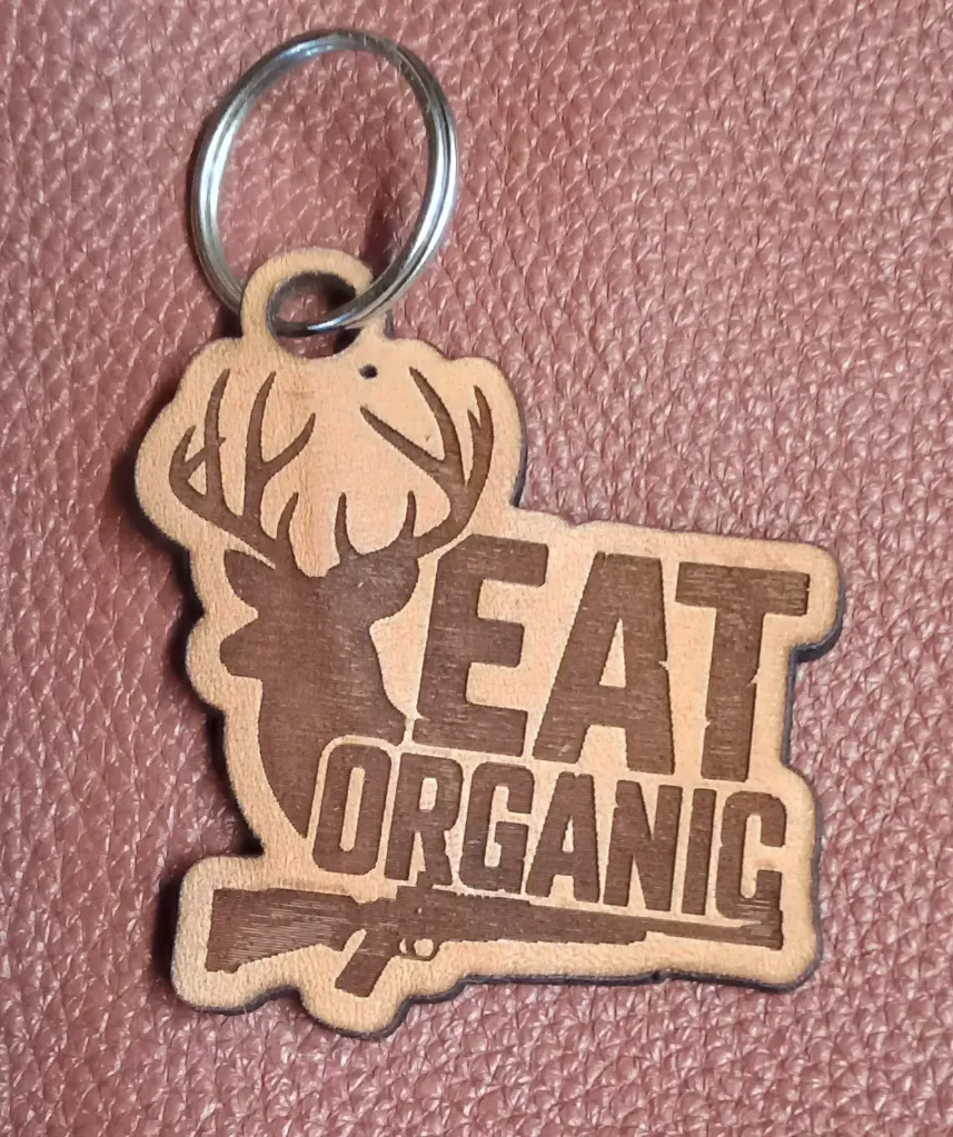 Eat Organic Leather Keychain