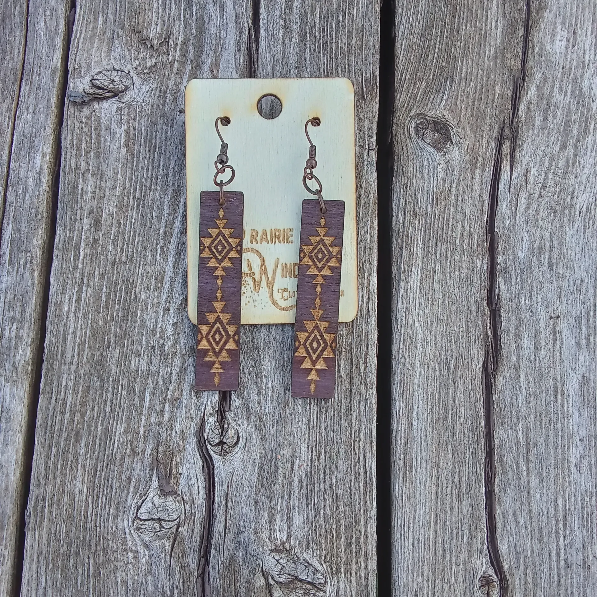 Esme Cherry Wood Bronze Earrings